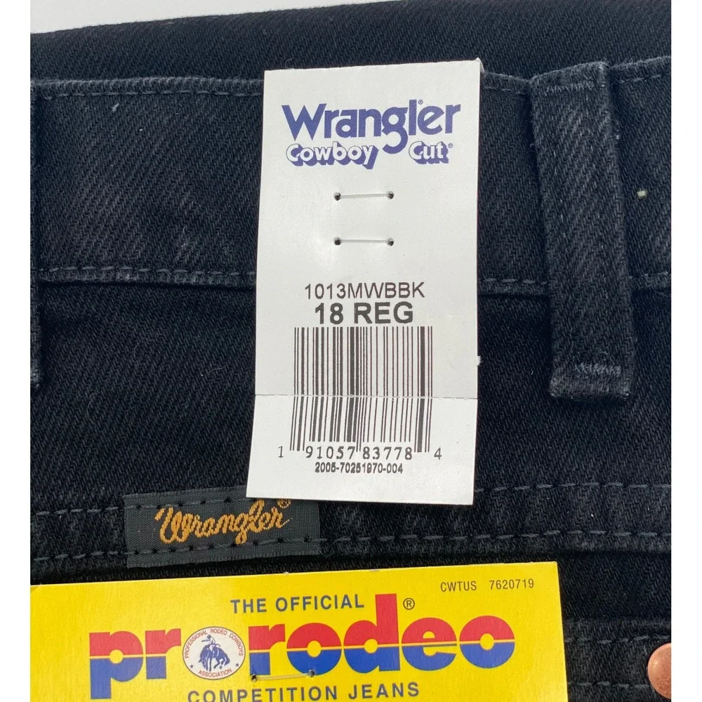 Wrangler Cowboy Cut Black Jeans Original Fit ProRodeo 1013MWBBK 18 REG‎